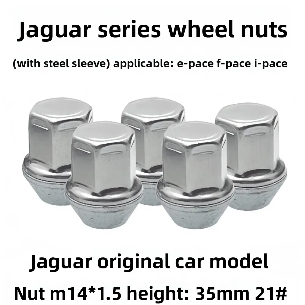 5pcs Wheel Lug Nuts Hub Screws for Jaguar E-PACE F-PACE I-PACE M14x1.5 Hex 21mm Thickness 35mm