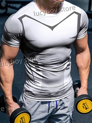 Mens Gym Muscle Training T Shirt Color block Sports Jogging Short Sleeve Tees Quick Drying Running  Men Oversized Clothing Tops