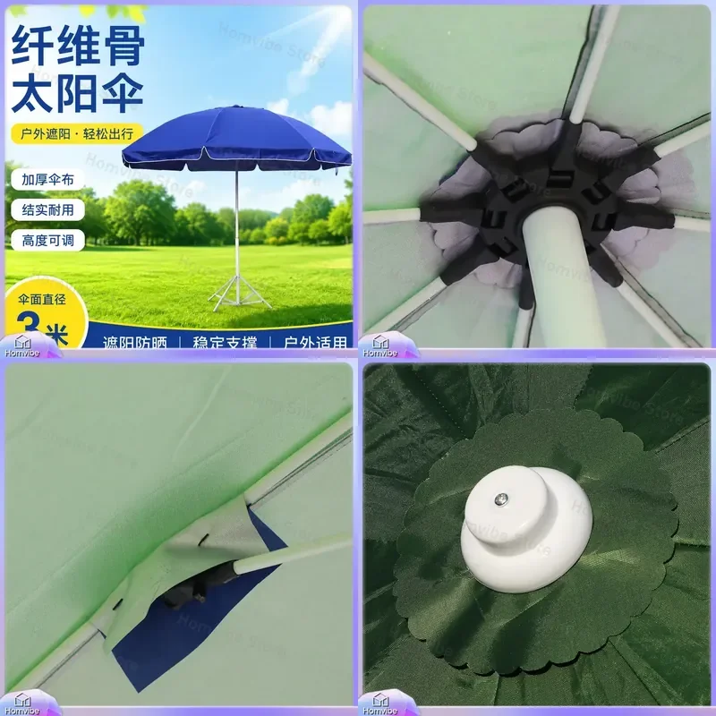 3m Thickened Oxford Cloth Outdoor Sun Umbrella Commercial Patio Parasol Rainproof Garden Shade Canopy for Courtyard Stall