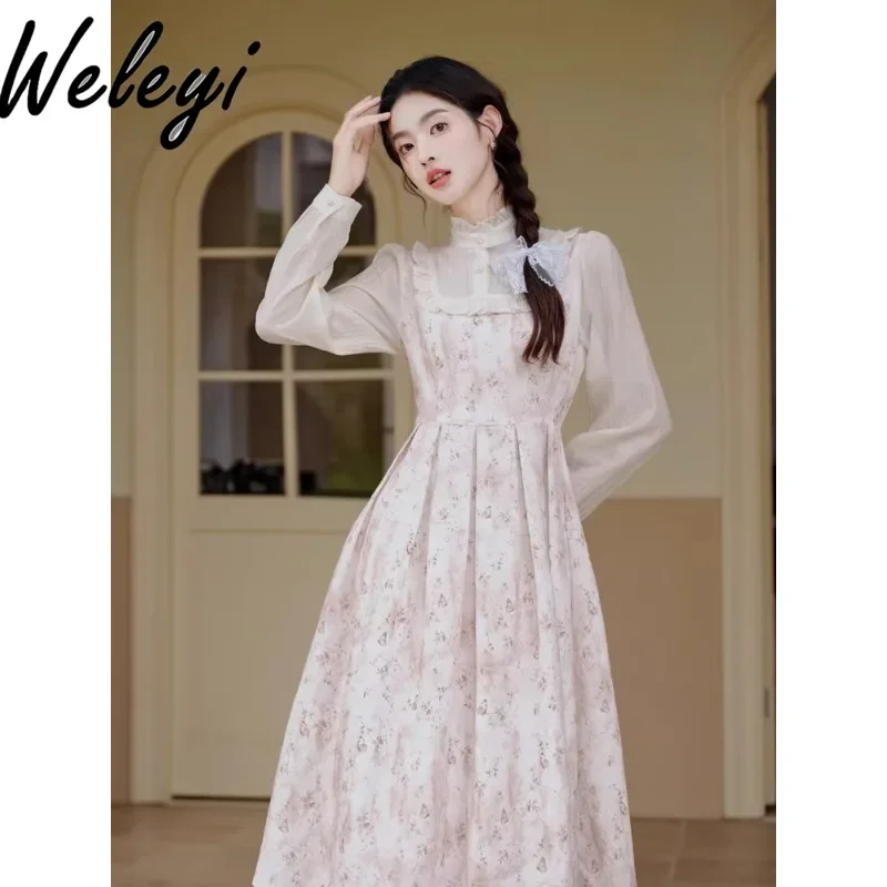 French Sweet Floral Dress Autumn Women's Clothing 2024 New Temperament Vacation Long Sleeve Dresses for Women Vestidos De Mujer