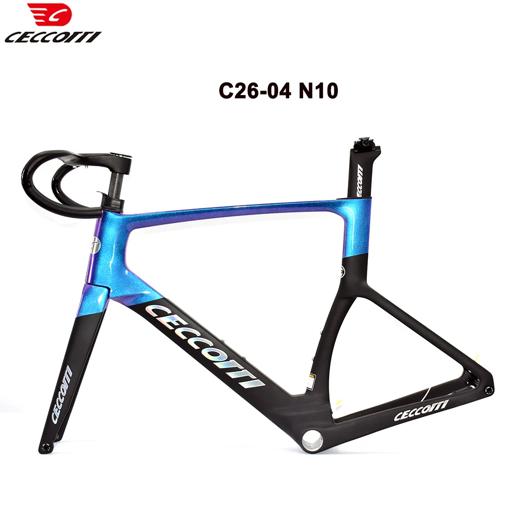 CECCOTTI Factory Disc Brake Road Frame with Full Inner Cable Design Carbon Frame And handlebar T47 thread BB bicycle frameset