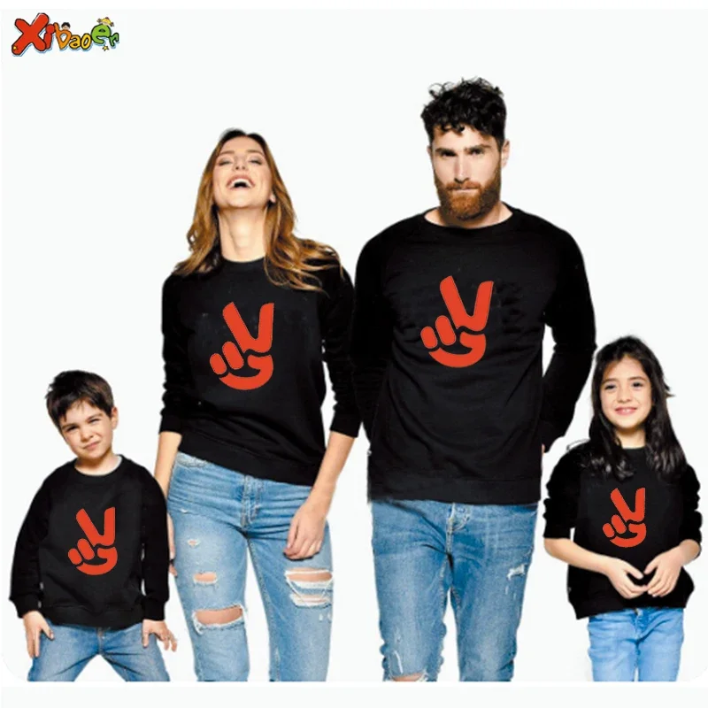 Family Matching Sweatshirts Hoodies Outfits Famili Outfit Sweatshirt Matching Long Sleeve Pullover Autumn Sweatshirt Custom Name