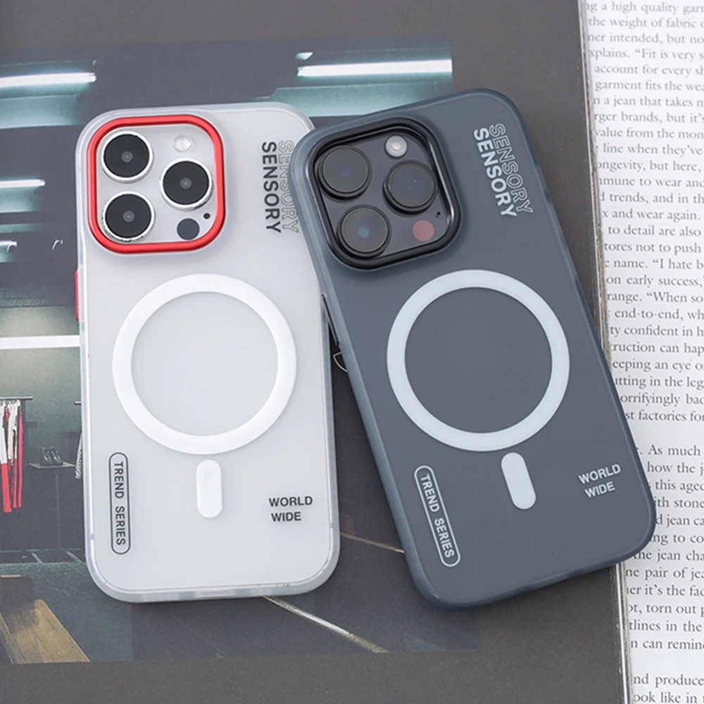 

Чехол для телефона с беспроводной зарядкой Magsafe для iPhone 16, 13, 12, 14, 15, Pro Max, матовый, магнитный, модный, противоударный, с металлическим объективом