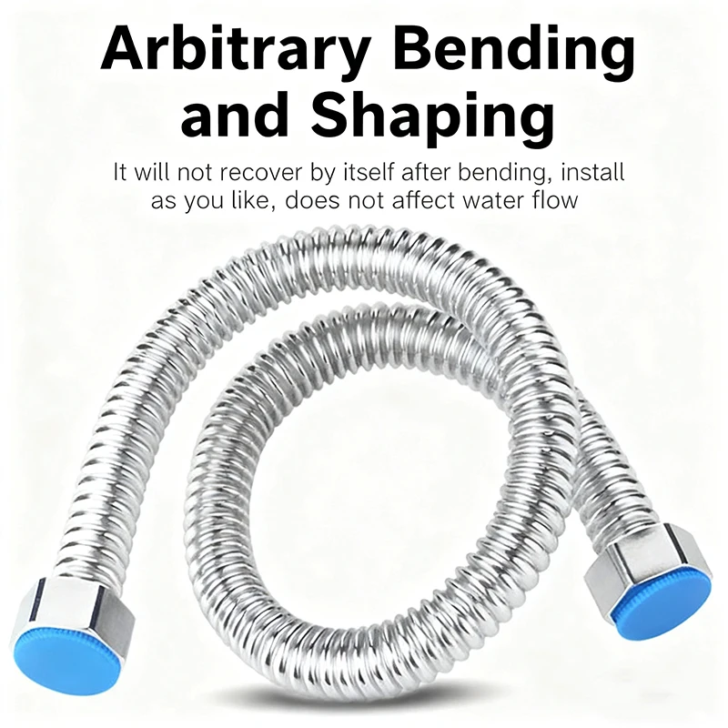 

G1/2" разъем водонагревателя из нержавеющей стали, гибкий гофрированный шланг подачи, защита от утечек, высокое давление для раковины и унитаза