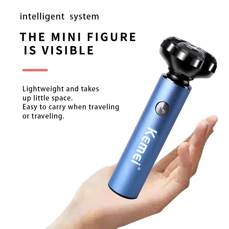Kemei Men Electric Shaver Machine Shaving Mini Portable Razor Beard Trimmer IPX5 Waterproof Fashionable Type-c USB Rechargeable