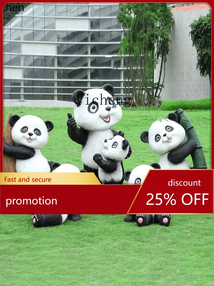 

ZML Outdoor Park Community Simulation Panda Sculpture Lawn Courtyard Cartoon Big Decorations