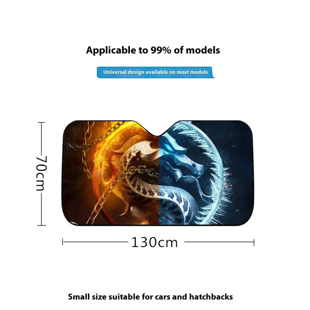 M-Mortal Kombat شخصية سيارة ظلة سيارة ظلة يغطي غطاء الزجاج الأمامي العالمي للطي قناع