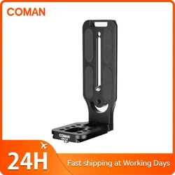 COMAN LBM120 Universal Vertical L Bracket Quick Release Plate Compatible Nikon Canon Sony Fuji DSLR Camera 1/4 3/8 Screw Mount