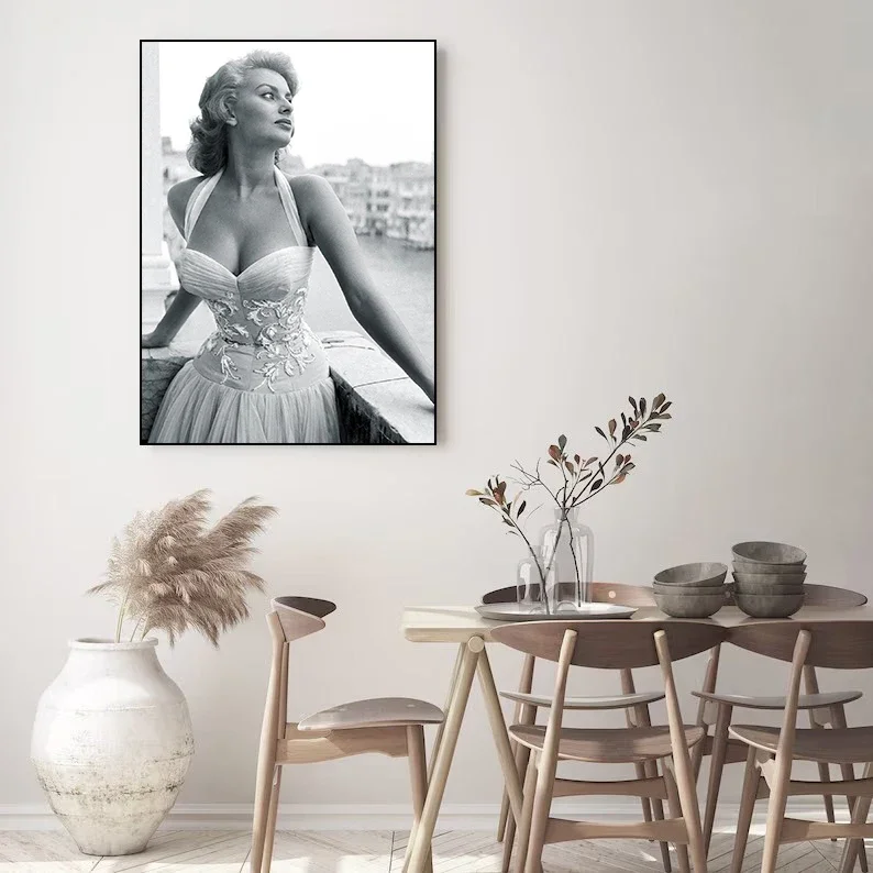 الممثل الإيطالي صوفيا لورين ملصق طباعة قماش صور المنزل لغرفة المعيشة وغرفة النوم جدار ديكور حديث بدون إطار اللوحة #4
