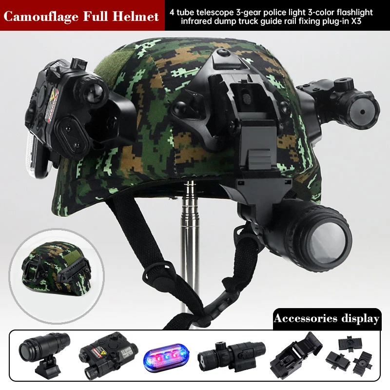 Children's Helmet Toys Kids Outdoor Military Fan Rail Helmet Toys Peace Elite Tactical Helmet Full Set Toys