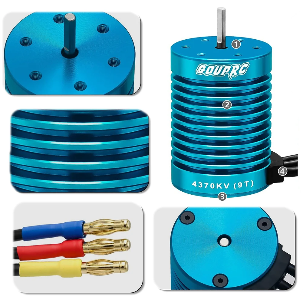 

4370KV Brushless Motor with 60A ESC Electric Speed Controller Combo Set RC Motor for 1/10 RC Car Truck