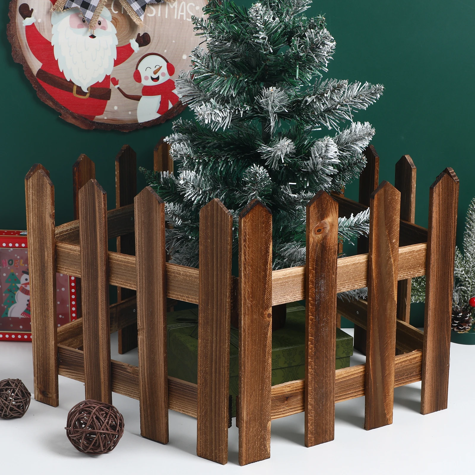 

Carbonized Anti-corrosion Wooden Fence 1.2m x 30cm Picket for Garden Yard Balcony Decor Fence Border Outdoor Fencing Edging