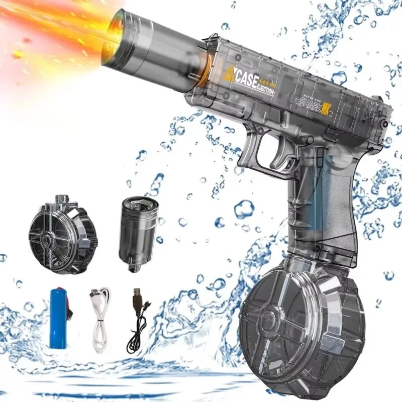Portable Children Electric Wate Gun with Light and Sound Effects Automatic Continuous Squirt Gun Summer Outdoor Toys for Kids