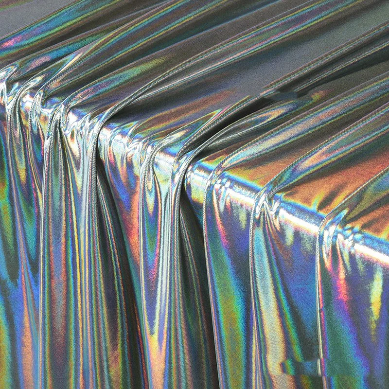 Laser Symphony Fog Gold Fabric Thin Shiny Bright Stretch Glare Bronzing Dress Performance Dance Costume Background Fabric