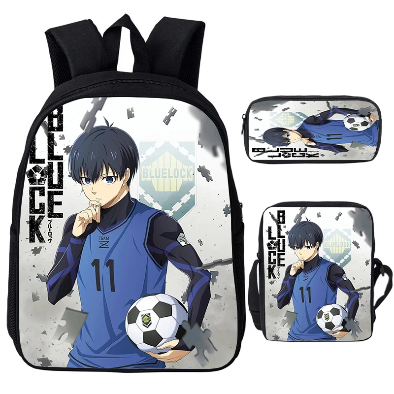 

3pcs Set Backpack BLUE LOCK Print School Bags New Anime Blue Lock Large Capacity Backpack Kids Bags for Boys Girls Mochila Gifts