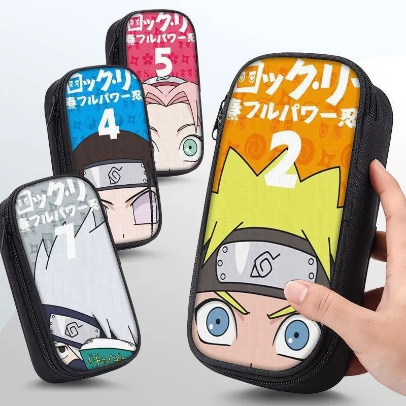 

Hot Anime Naruto Stationery Box Cartoon Peripheral Uzumaki Naruto Large Capacity Portable Student Pencil Bag Storage Box Gifts
