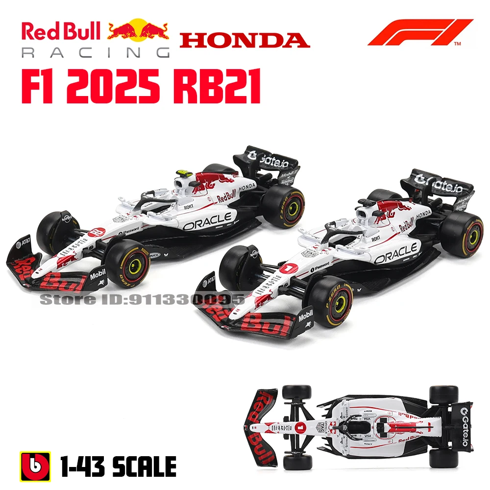 Bburago 1:43 Neue F1 2025 Red Bull Racing RB21 # 1 Verstappen # 22 Yuki Tsunoda Legierungsmodellauto Druckguss-Modellspielzeug – Detail 10