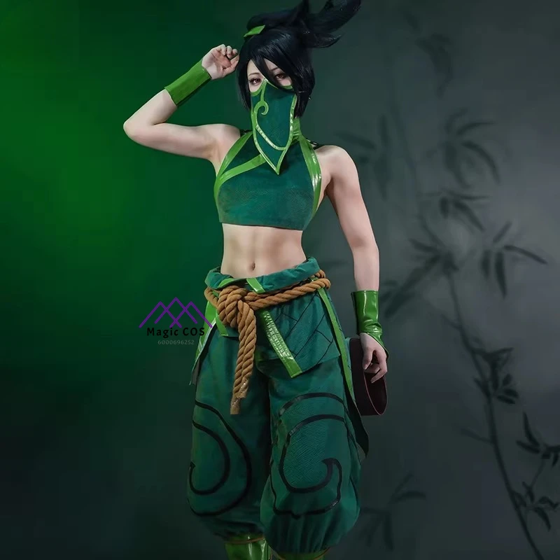 

Game Cosplay The Rogue Assassin Costume Anime Akali Role Playing Clothes Fashion Green Top Pants for Women Adult Comic Con Suits