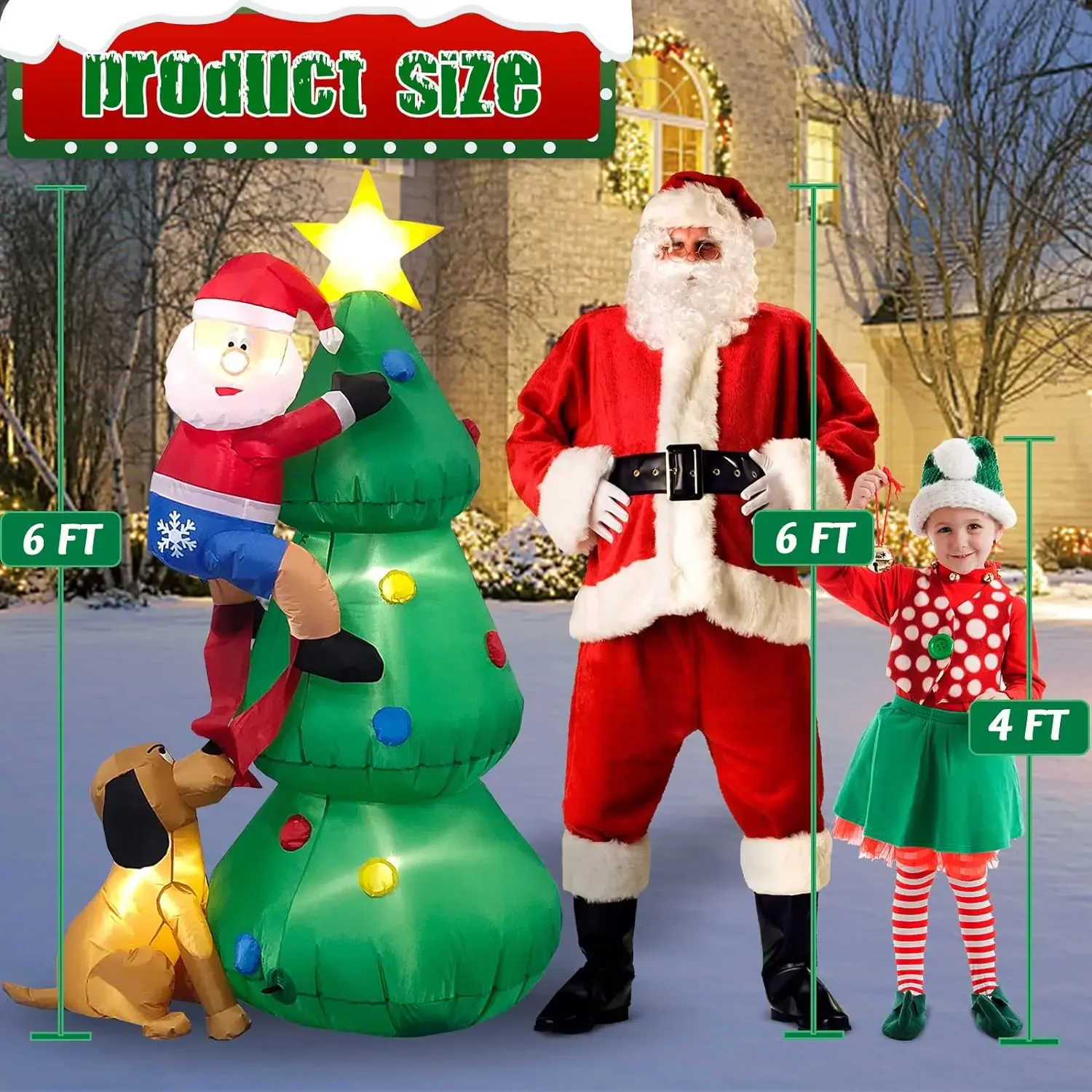 Christmas Inflatable Decoration Toy Inflatable Tree Model Built-in LED Lights Outdoor Ornament Xmas Party New Year Garden Decor