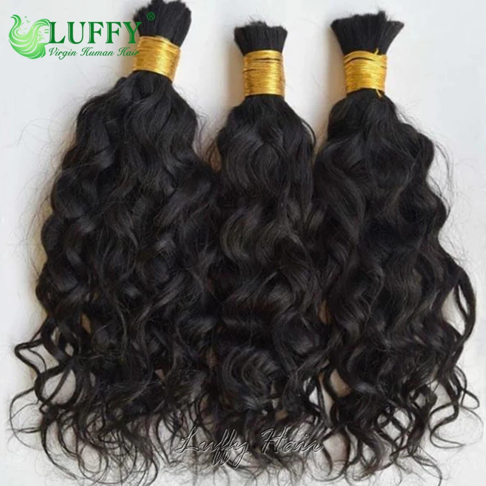 Bulk Human Hair for Braiding Water Wave No Weft Double Drawn Full End Burmese Wet and Wavy Human Hair Extensions for Braids