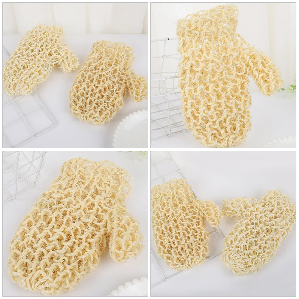 Braided Shower Gloves Bath and Tool Sisal Scrubber Exfoliating Exfoliator for Body Weave Scrubbing