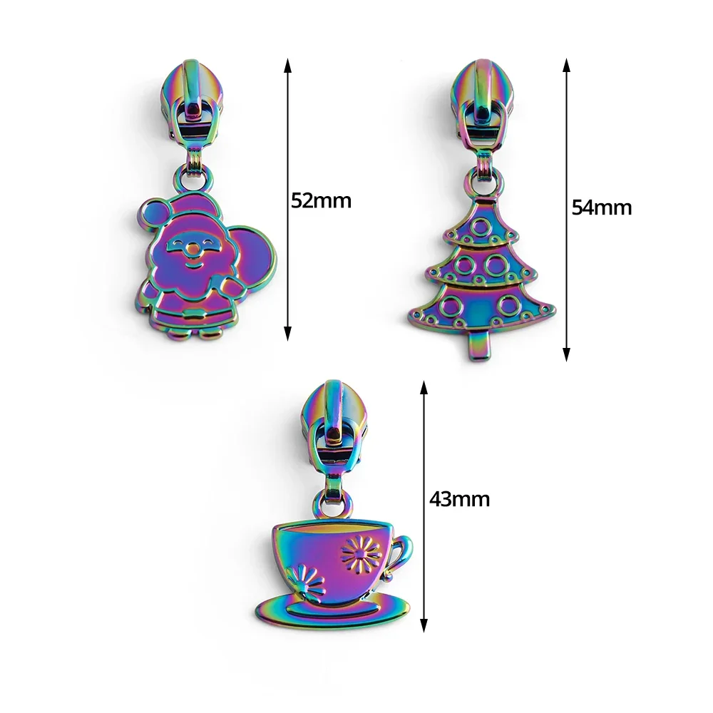 10Pcs Chrismas Zipper Pulls Zipper Slider For 5# Nylon Zipper Bag Purse Pocket Zip Slider Puller DIY Garment Sewing Accessories