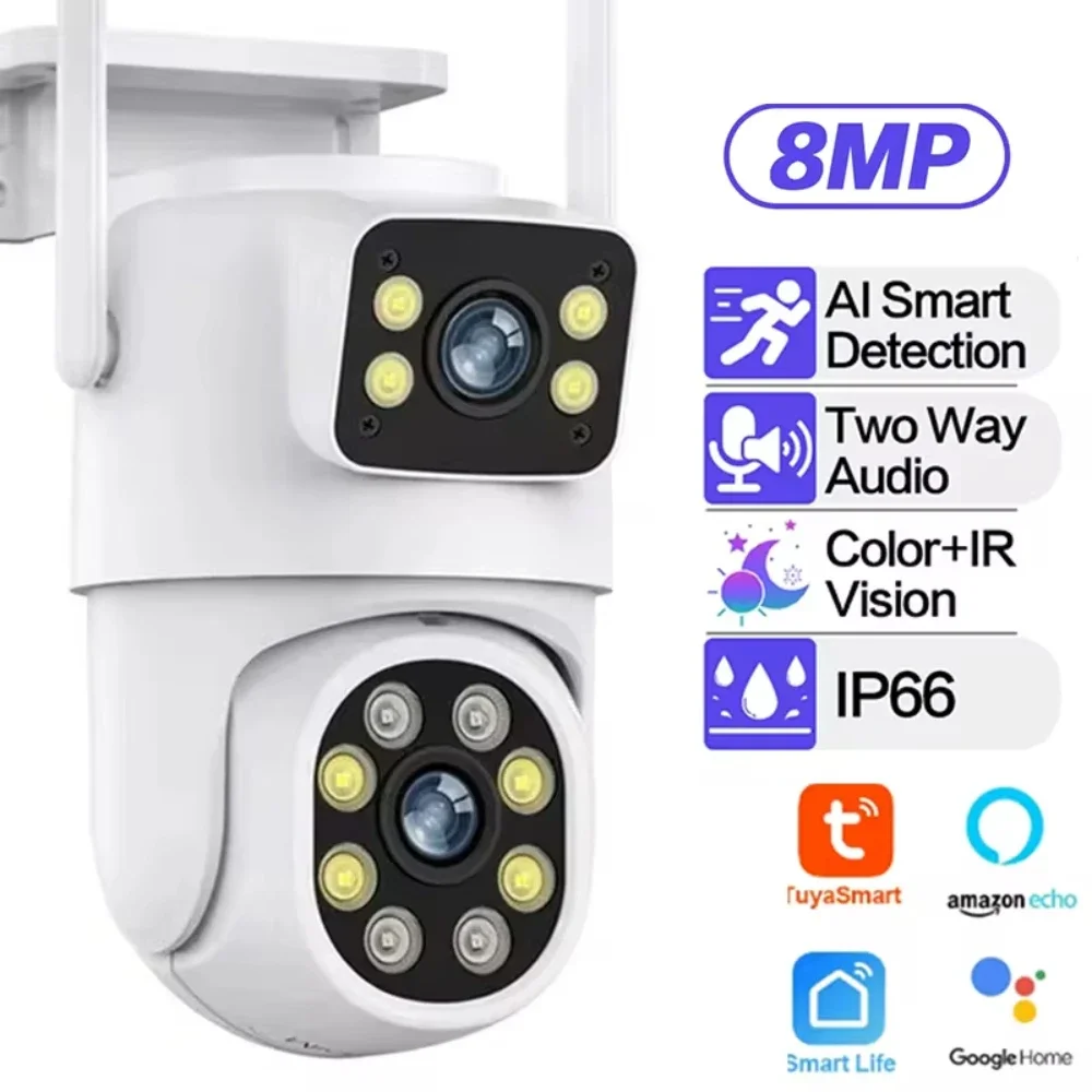 

4K 8MP PTZ WIFI Camera Dual Lens Dual Screen IP Camera Outdoor 4MP HD Auto Tracking Security Protection CCTV Surveillance Tuya