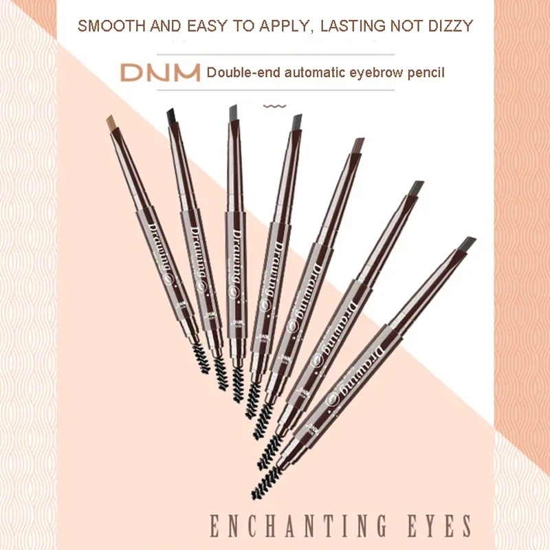 DNM 7 Color Natural Makeup Double Head Super Fine Eyebrow Pencil Waterproof Long Lasting Easy Ware Eye Brow Make Up Pen