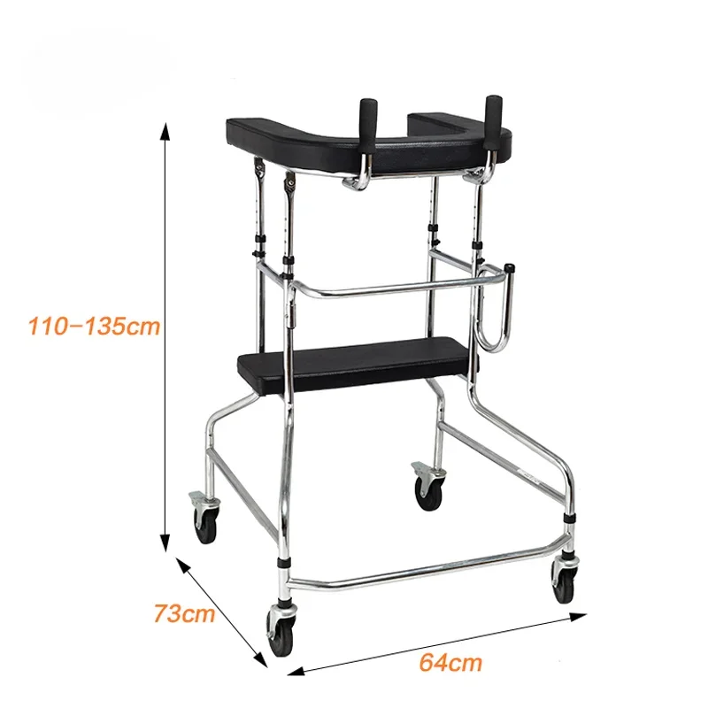 Rehabilitation Equipment Hemiplegia Walker Stand Frame With Seat Folding Height Adjustable Hemiplegia Walker Disabled