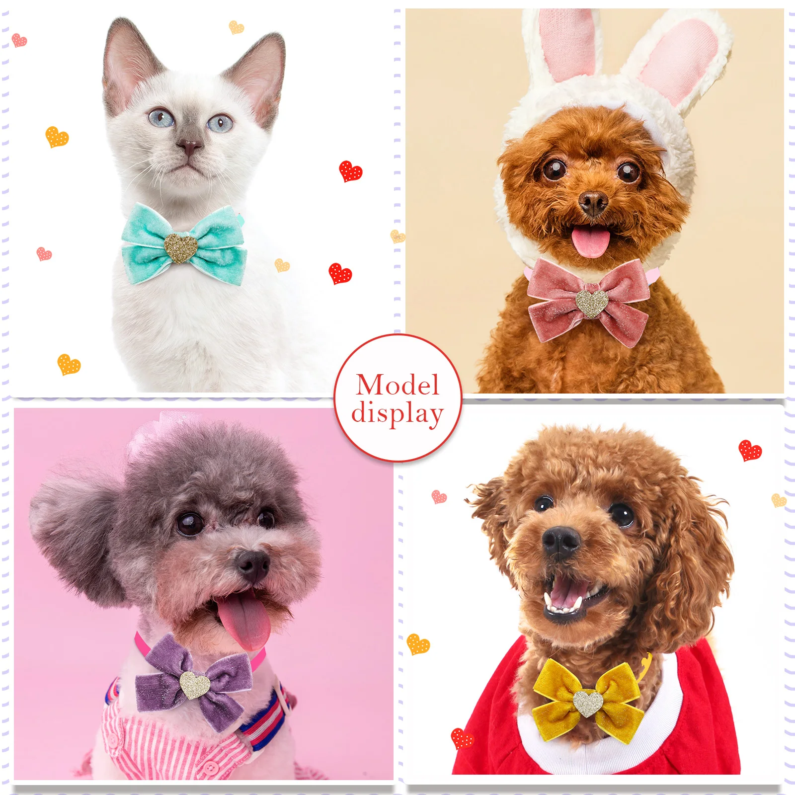 Mixed Colors Dog Bowties 10/30/50PCS Valentine's Day Heart Decoration Pet Collars For Dogs Pet Dog Bow Ties Collars Dog Supplies