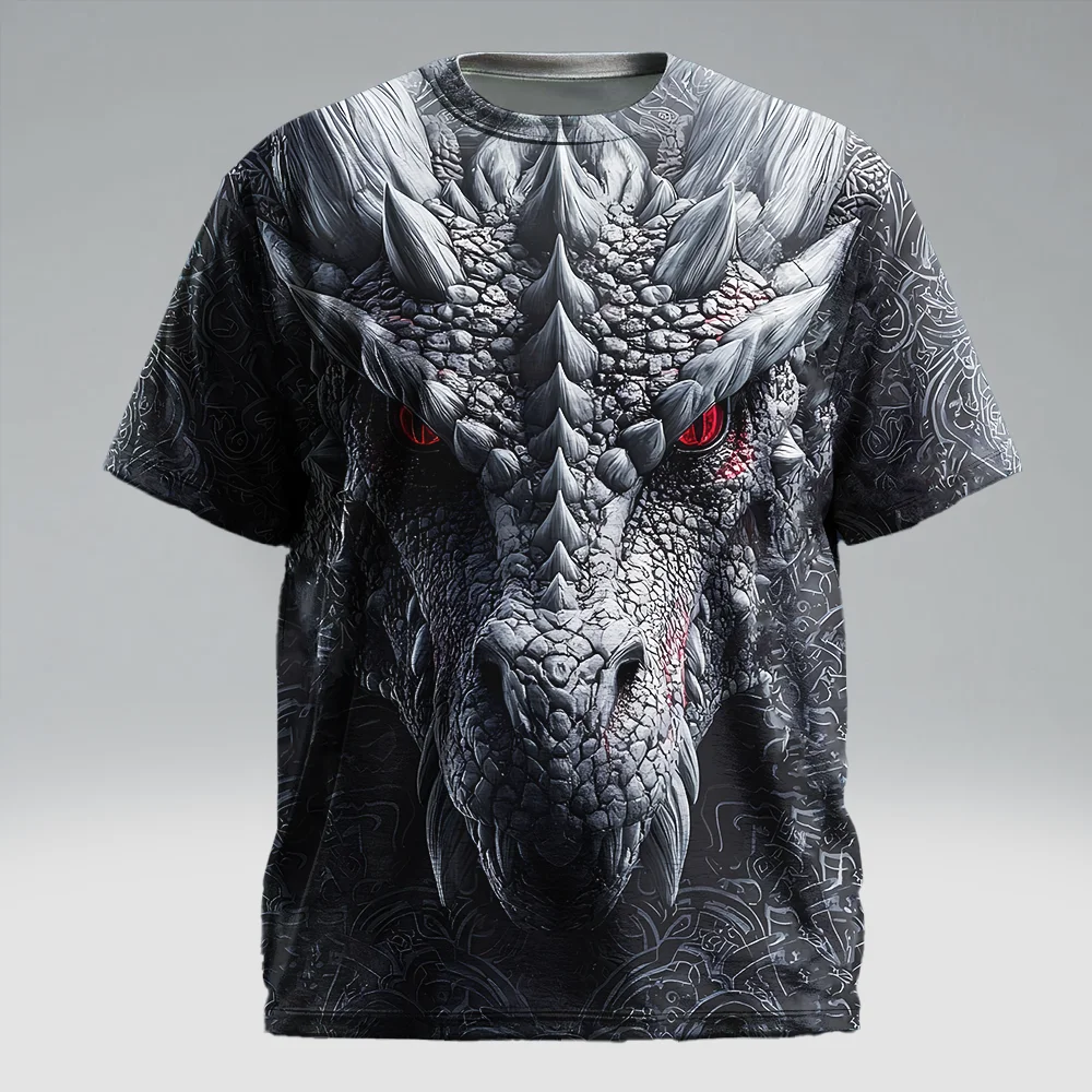 

Мужская футболка с коротким рукавом больших размеров S-9xl: Dragon-Edge Vibe, Sleek Line-Art Dragons, устойчивая к морщинам, идеально подходит для повседневного использования