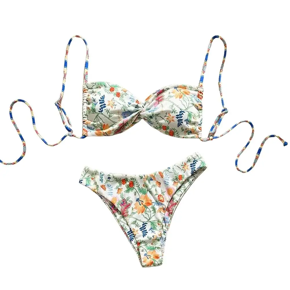 

Beach Holiday Floral Lace Bikini Summer Vacation Bikini Female Sexy Swimsuits For Summer Chest 33.1-38.2 Inch Beachwear