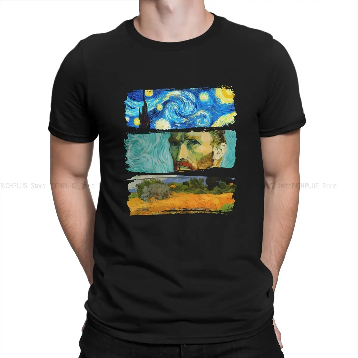 Van Gogh Art Newest TShirt for Men Art and Culture Round Neck Polyester T Shirt Personalize Gift Clothes Streetwear