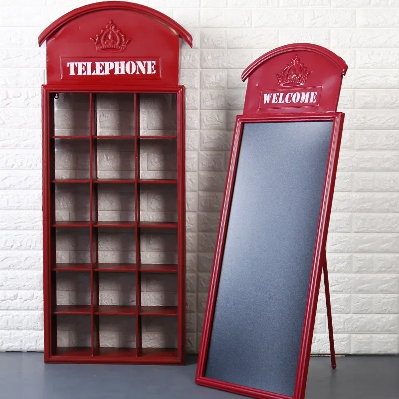 American retro message board wrought iron blackboard phone booth creative cafe decoration wall hanging window floor ornament