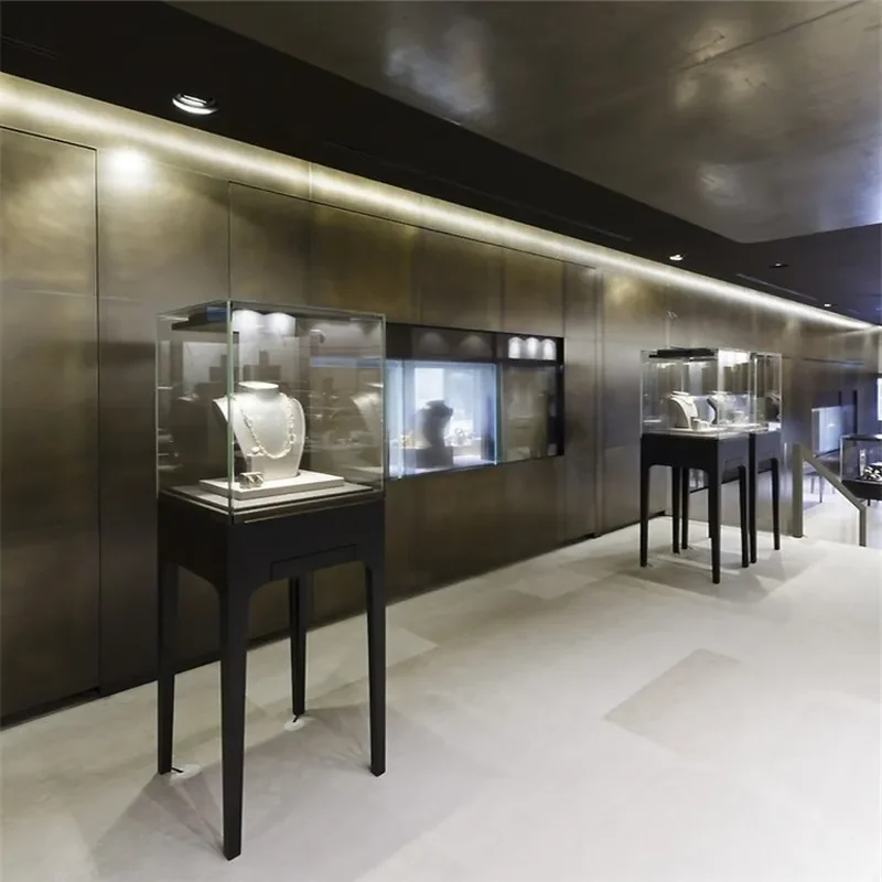 Custom Jewelry Display Cabinet for Jade Counter Sapphire Showcase Diamond Display Stand Glass Case for Retail Store