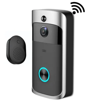 Sonnette sans fil avec caméra de sécurité, interphone vidéo, vision nocturne IR, sonnette de sécurité domestique, Wi-Fi, batterie AC, maison intelligente, HD