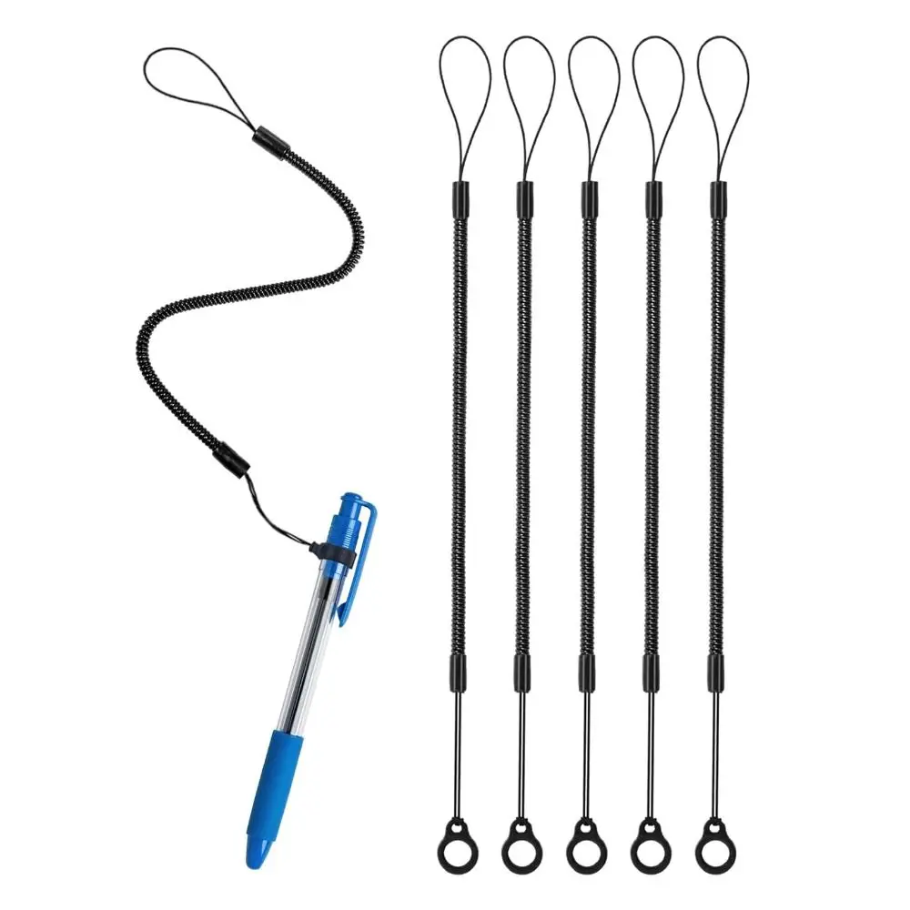 5pcs Professional Retractable Pen Lanyard Anti-lost Elastic Pen Leash 40cm Length Stylus Tethers Office