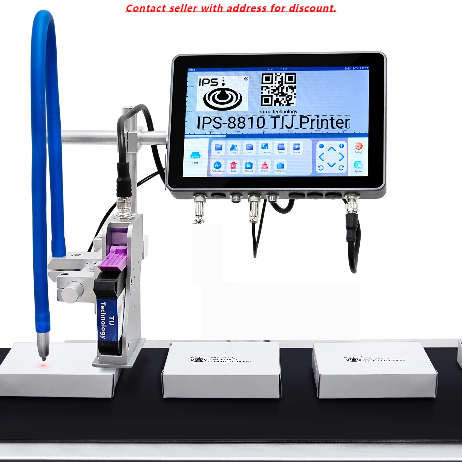 

IPS-8830 Automatic Inkjet Printer 1-4 Printheads Touch Screen TIG Barcode QR Glass Bottle Expiry Date Batch Code Printing