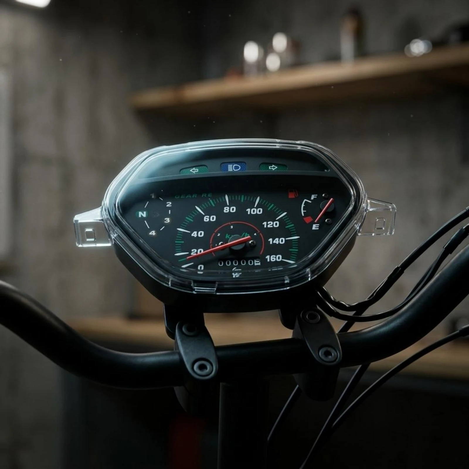 Motorcycle Gauge Cluster Multi-Function Motorcycle Dashboard Gauge Vehicle Part Analog Chrome Trim