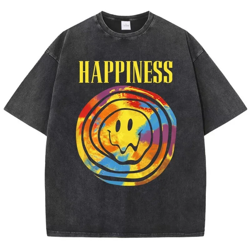 

Happiness Oil Painting Color Printed Women T-Shirts Sport Casual Sportswear Breathable Cotton Short Sleeve Comfortable T Shirt