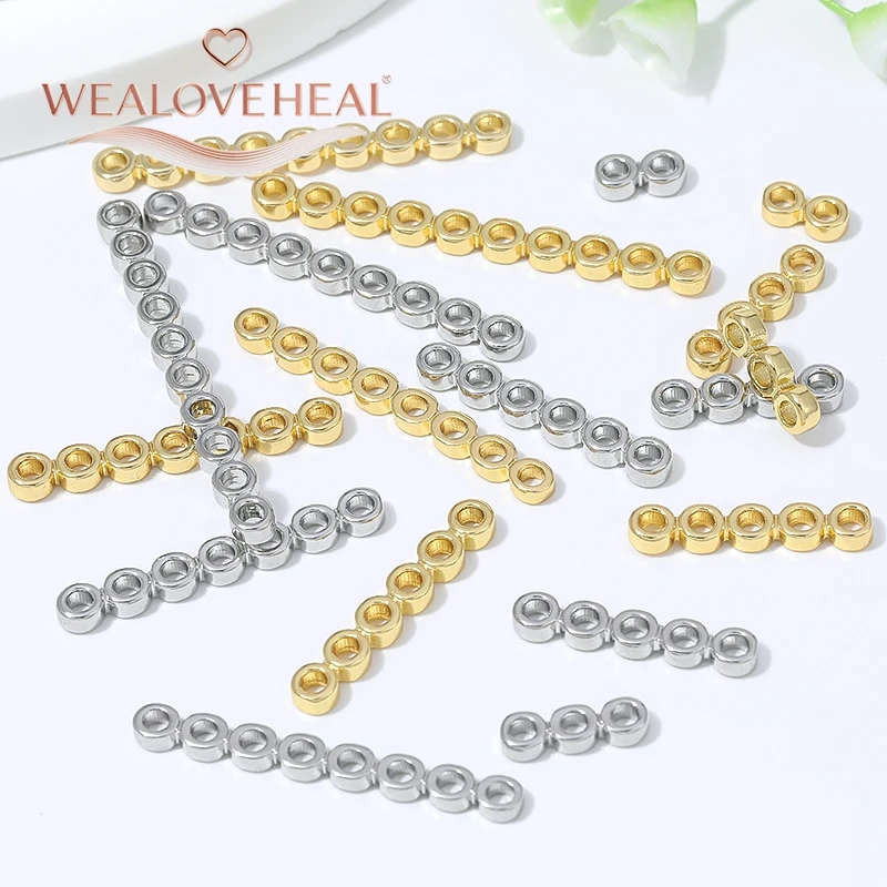 18K vergoldete Messing-Flachperlenverbinder mit mehreren Löchern, 2-10 Loch-Optionen, DIY-Zubehör für mehrsträngige Halsketten und Armbänder. – Detail 18