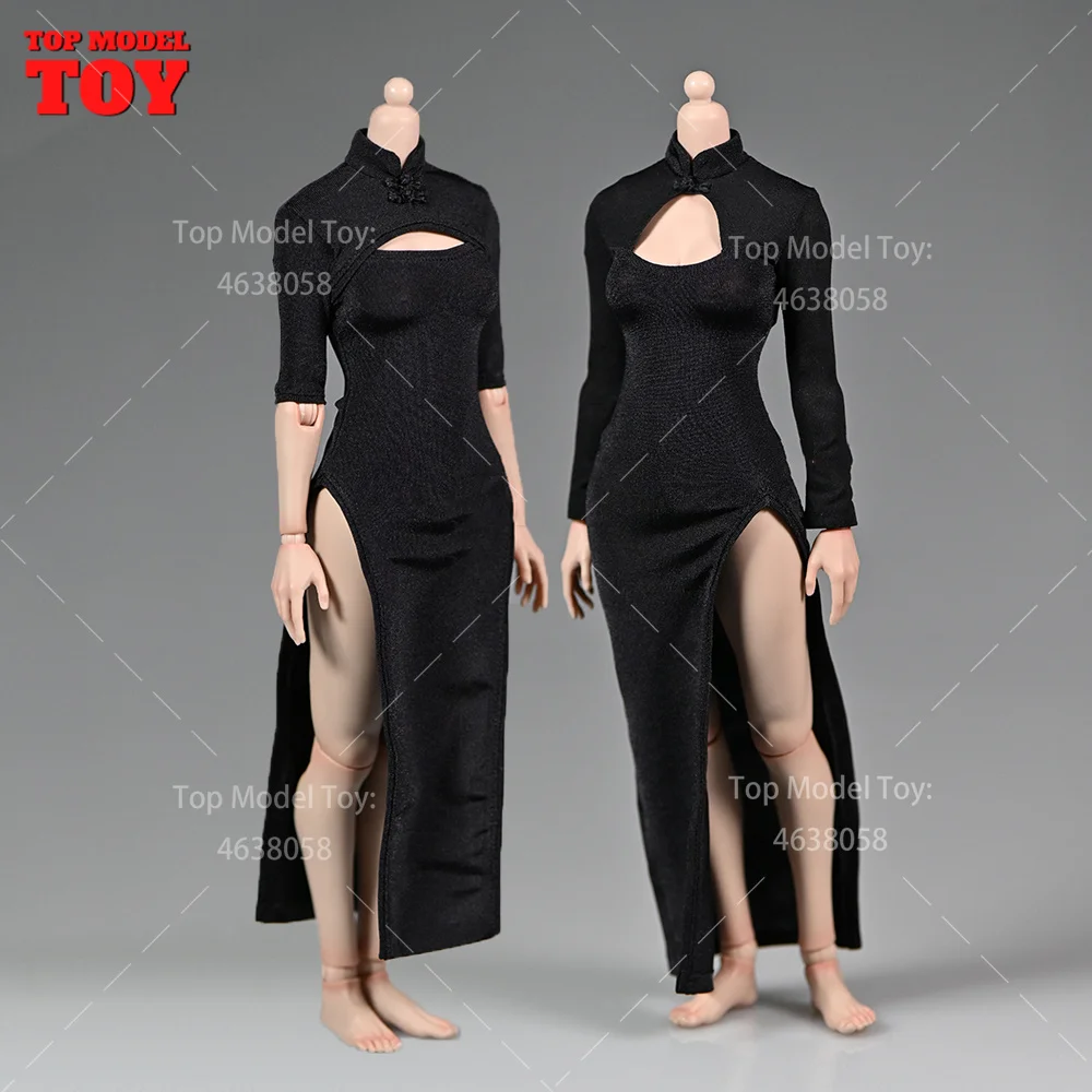 1/6 Scale Half/Long Sleeved Dress Unilateral Split Cheongsam Clothes Model Fit 12'' Female Soldier Action Figure Body Dolls