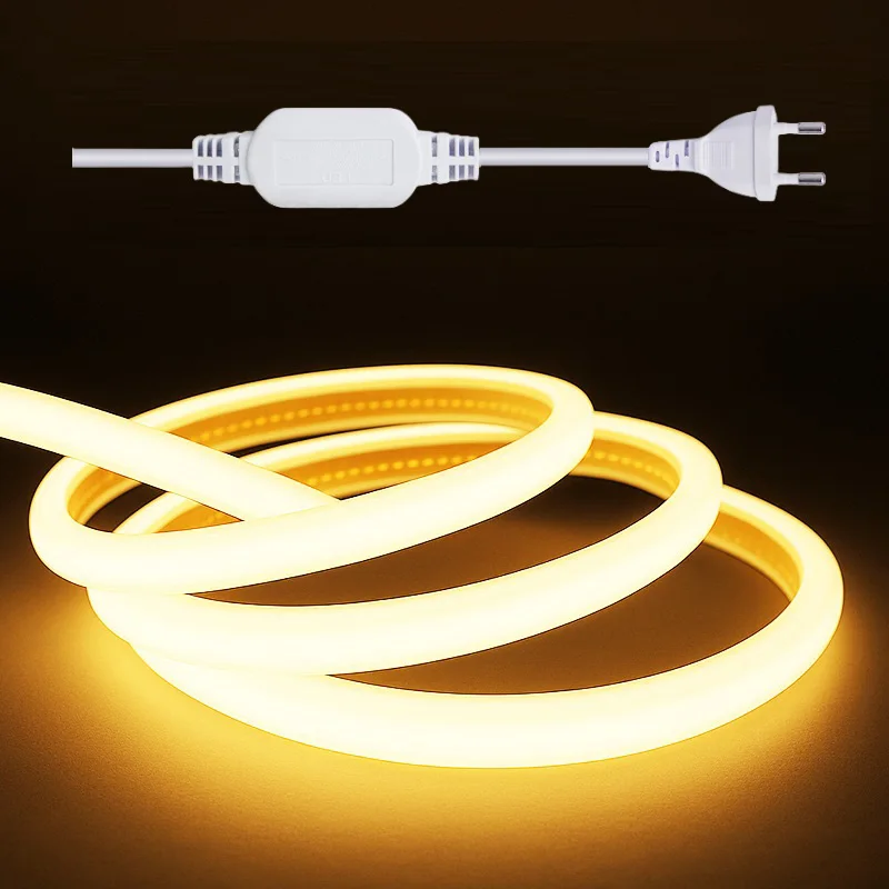 

Светодиодная лента COB с вилкой европейского стандарта и Австралии, 220 В, светодиодная неоновая лента, водонепроницаемая, IP65, гибкая лента для наружного освещения комнаты