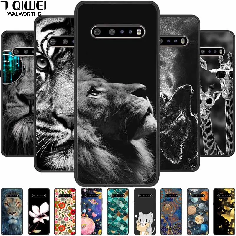 For LG V60 Thinq Case Soft Silicone Fashion Tiger Lion TPU Back Cover For LG V60 V 60 Cases Protective Cartoon for LGV60 Bag