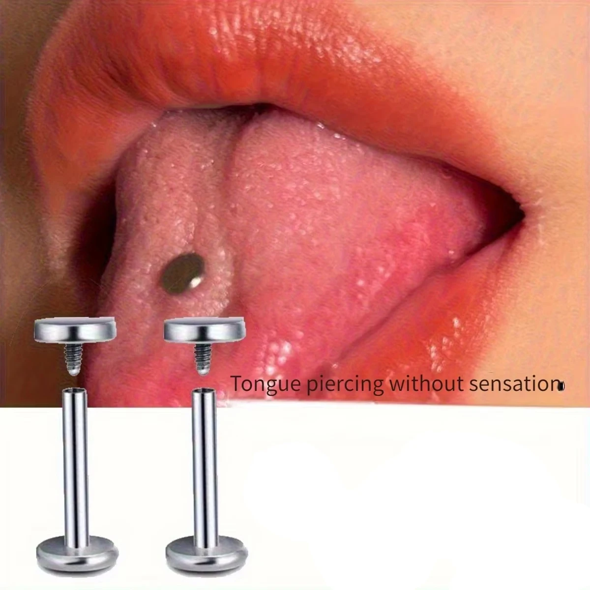 1pc 14G Unisex Stainless Steel Round Flat-Back Tongue Ring Lip Stud Ear Bone Stud Minimalist Simple Punk Style Piercing Jewelry
