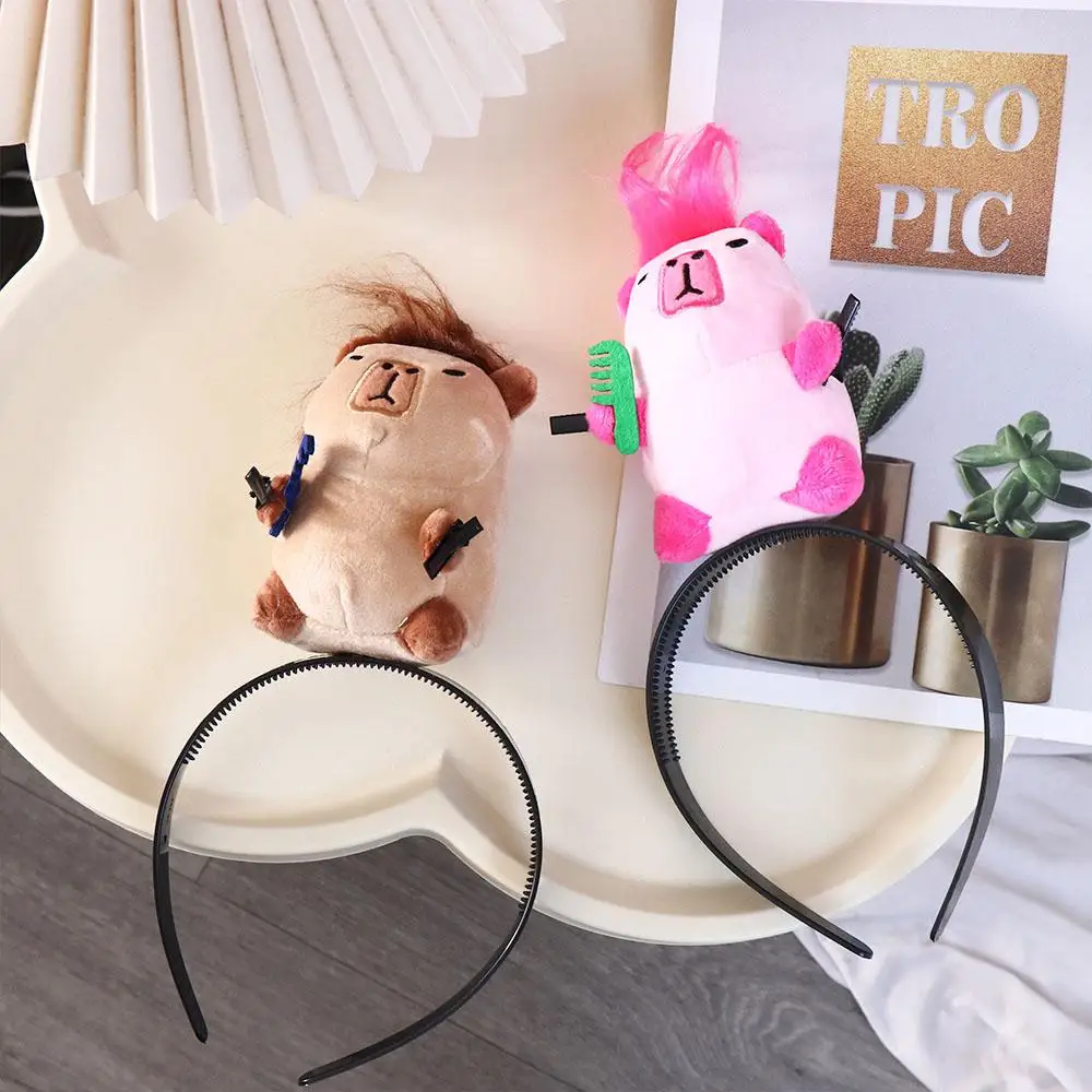 Lovely Plush Capybara Headband Korean Style Hairbands Funny Hair Hoop Ugly Doll Headpiece Cartoon Hair Hoop Outdoor