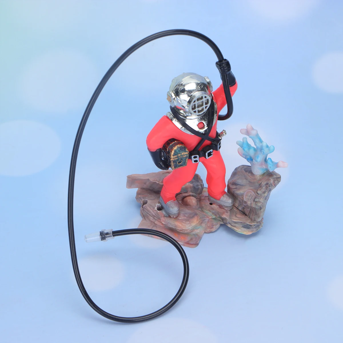 

Aquarium Diver Ornament Fish Tank Sculpture Resin Treasure Desktop Decoration Bubble Effect Compatible Air Pump Fresh Salt Water