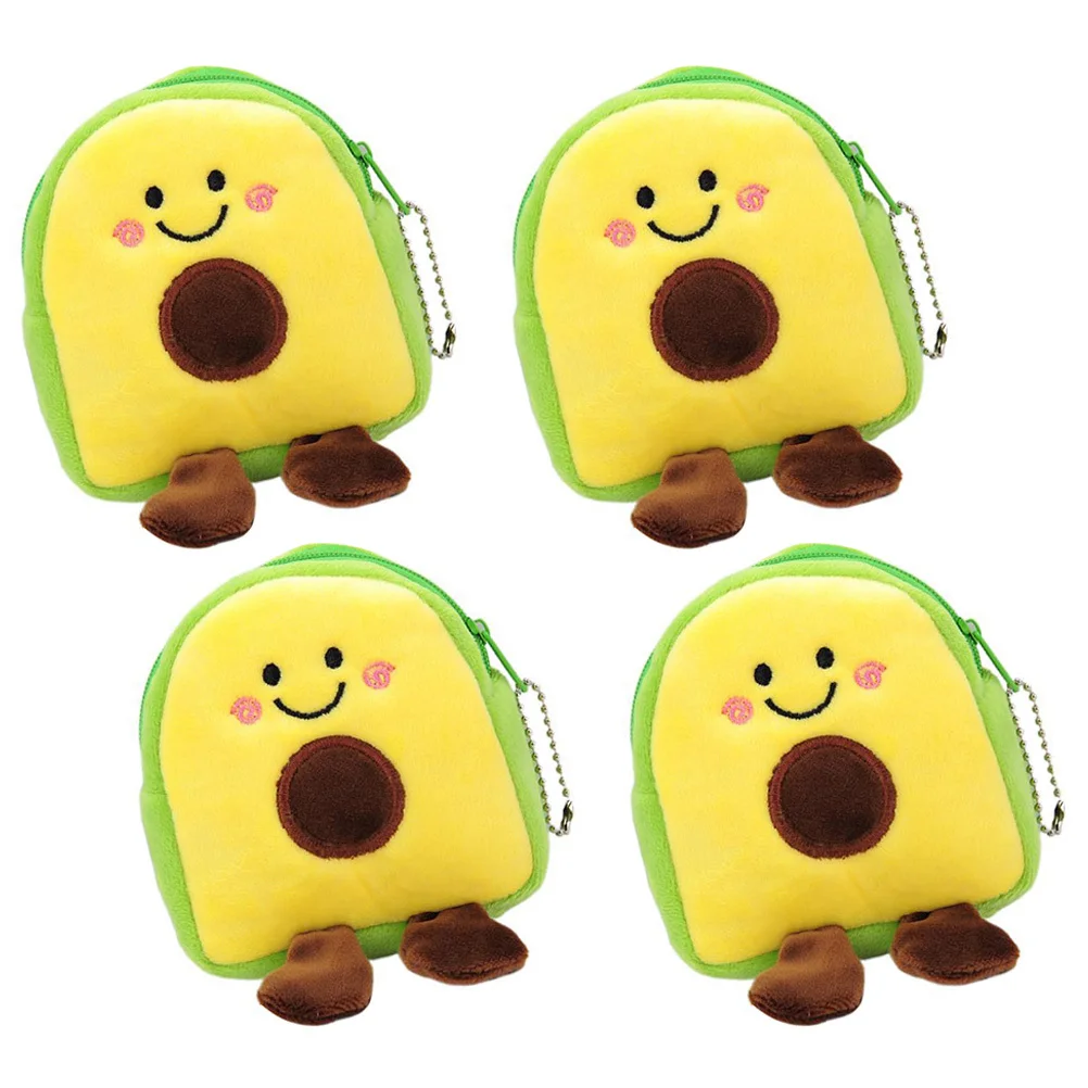 

4Pcs Avocado Shaped Coin Purse High Quality Material Exquisite Workmanship Lightweight Compact Portable Lipstick Cash Keys