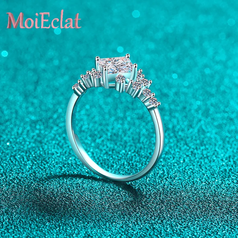

For Women 1ct Moissanite Wedding Band Square Geometry Design Luxury Platinum PT950 Rings Elegant Timeless Jewelry Girls Gift