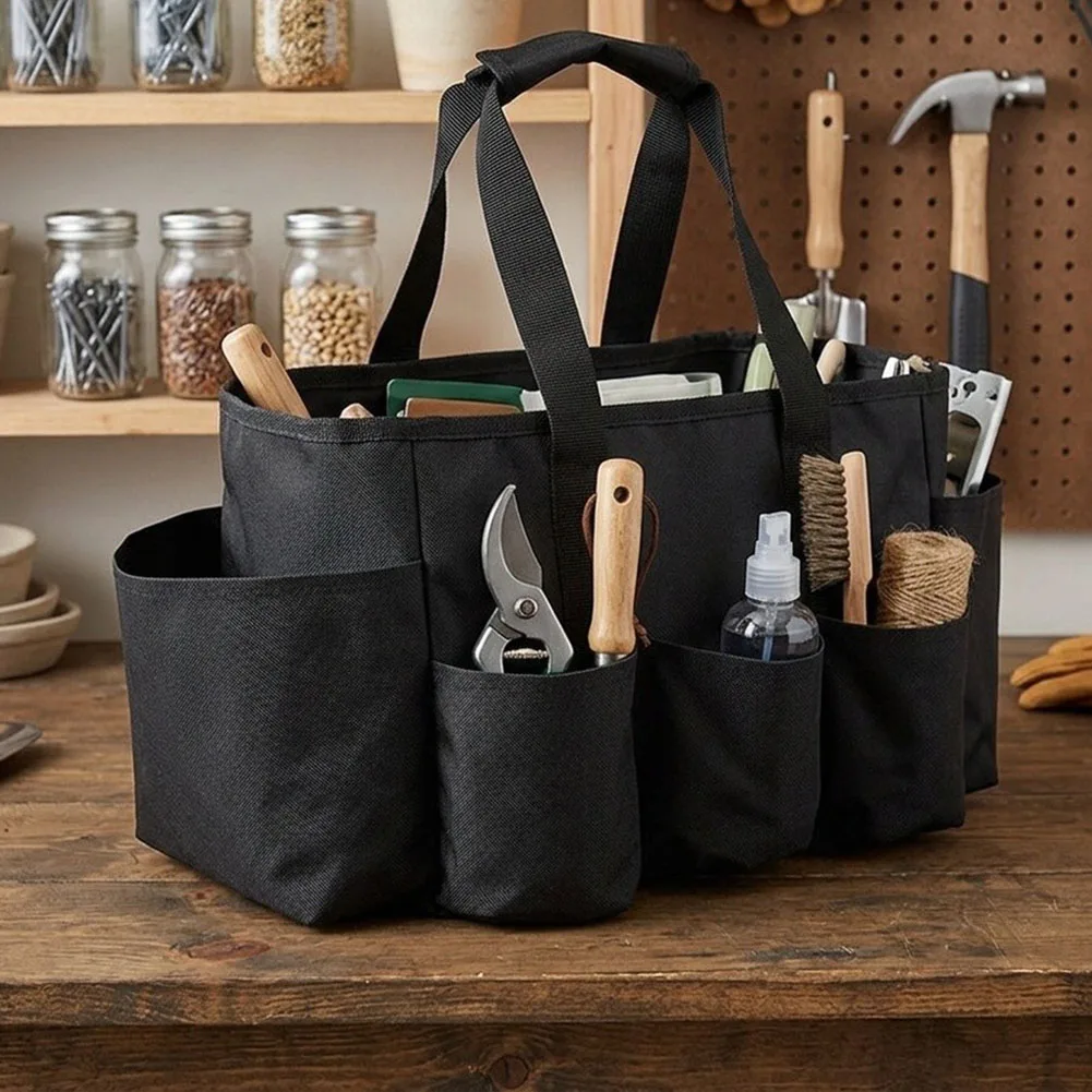 Cleaning Tool Portable Cleaning Tote Gardening Tool Caddy 7 Pockets Design Clutter-Free Organization Professional Cleaning Needs